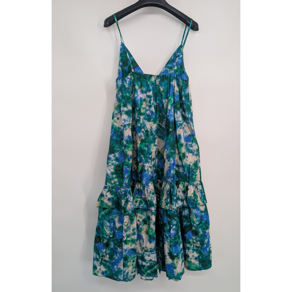 NWT Anthropologie Corey Lynn Calter V-Neck Ruffle Midi Dress Sz XS Blue #7C455 - Picture 4 of 7